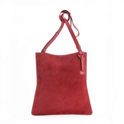 Simona Crossbody Bag  - Red Italian Suede Leather