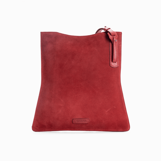 Simona Crossbody Bag Red - Italian Suede Handbag - Front View.