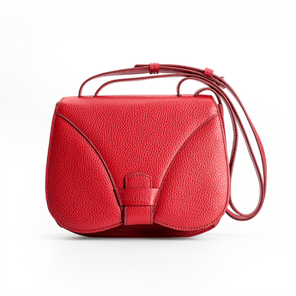 Yara Crossbody Bag in Red Italian Pebble Leather - Front View