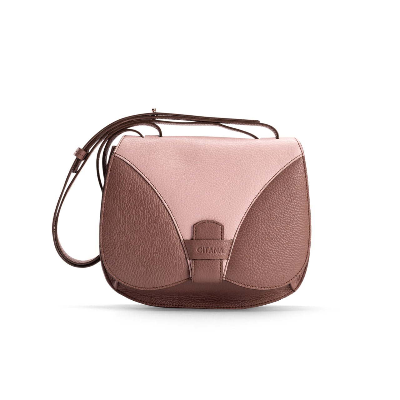 Yara Crossbody Bag Balsamic Camelia - Italian Leather Handbag - Front View