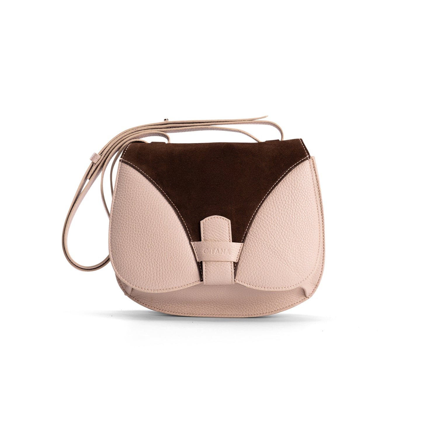 Yara Crossbody Bag Driftwood Cioccolato - Italian Leather Mix Handbag