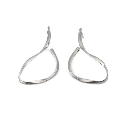 Two silver earring hooks on a white background