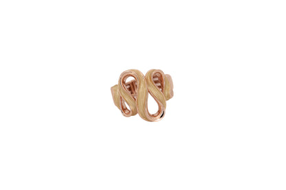 Serpentine Zamak Ring in rose gold with sculptural flowing curves inspired by a serpent, product shot on white background