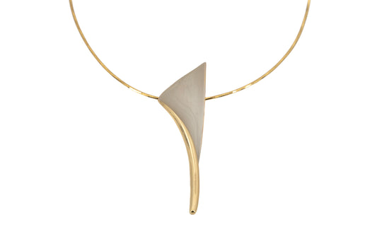 Petal Choker Necklace in gold-plated brass with a sculptural hand-painted Zamak petal pendant on a twisted cable choker, product shot on white background