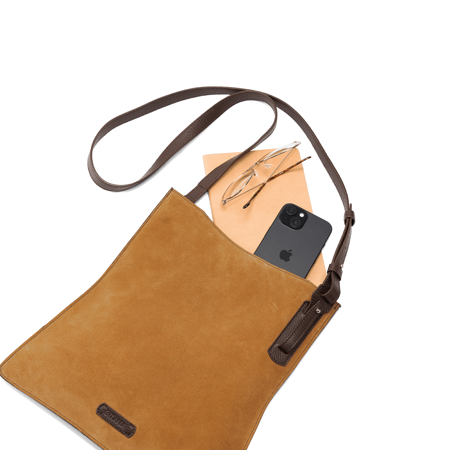 Simona Crossbody Bag  Caramel Cioccolato -  Worn Crossbody Style