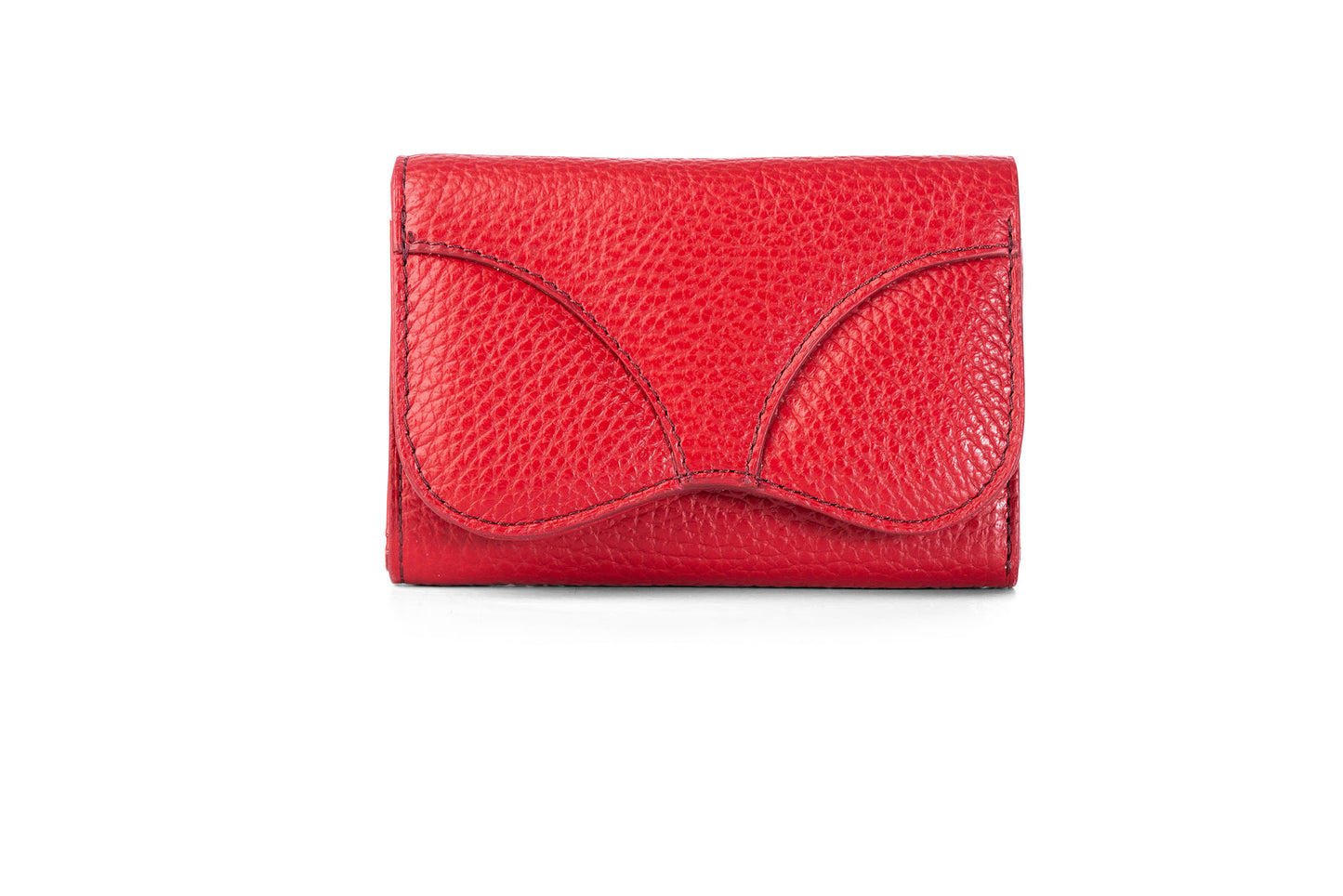 Gitana Ala Ladies Wallet Amaranto — front view, Italian pebble leather, wing flap detail