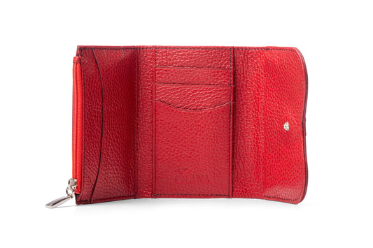 Gitana Ala Ladies Wallet Amaranto interior — zip coin compartment, 3 card slots, 2 slip-in pockets, note compartment