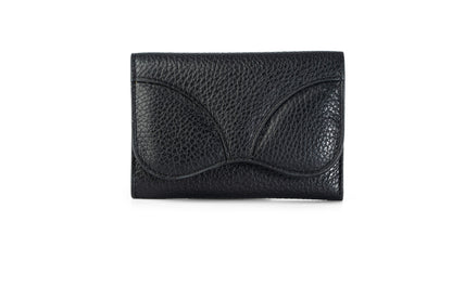 Gitana Ala Ladies Wallet Black — front view, Italian pebble leather, wing flap detail