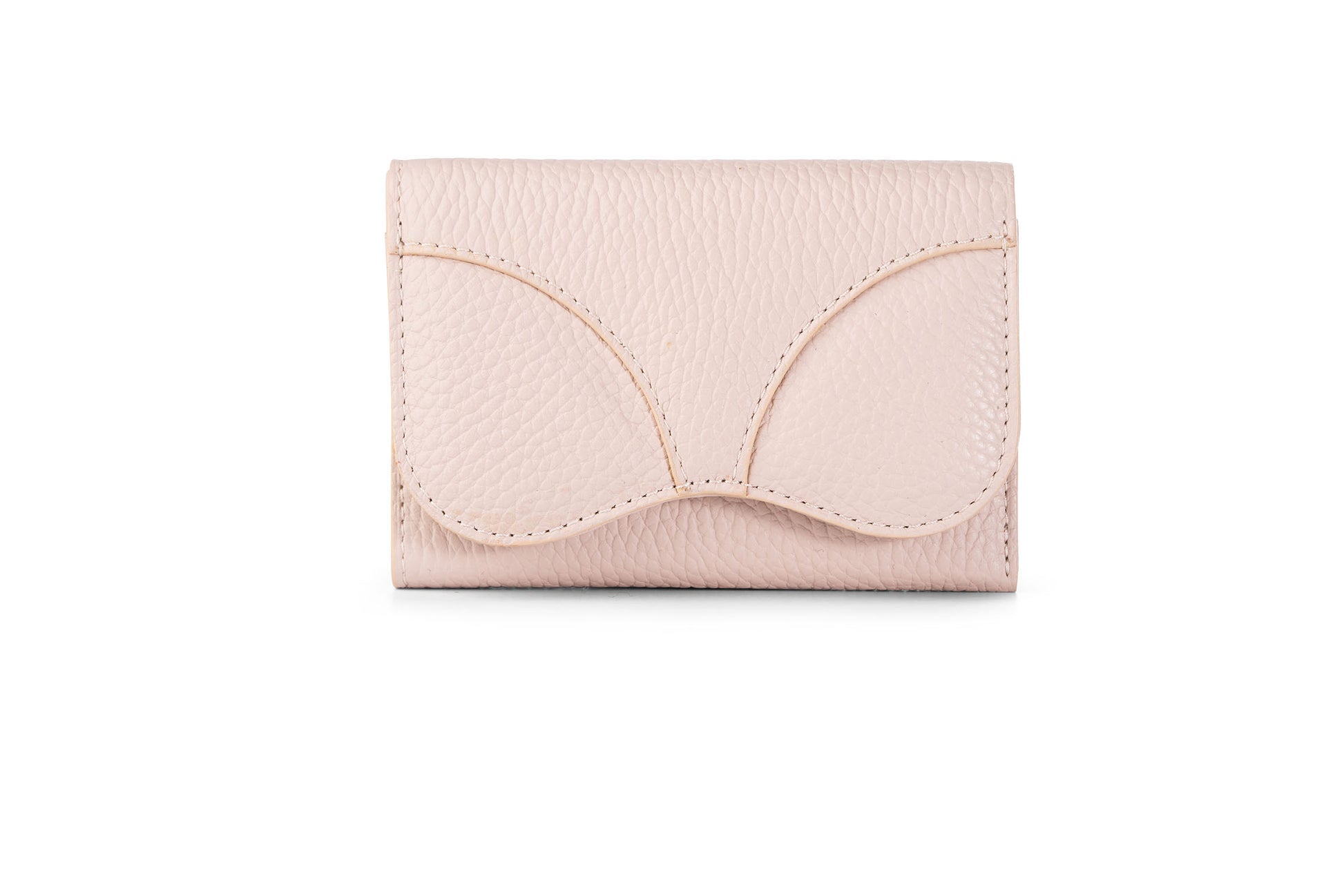 Gitana Ala ladies wallet in Adria pebble calf leather, Driftwood beige — wing-shaped flap detail — made in Italy