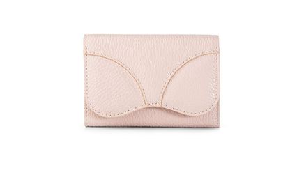 Gitana Ala ladies wallet in Adria pebble calf leather, Driftwood beige — wing-shaped flap detail — made in Italy