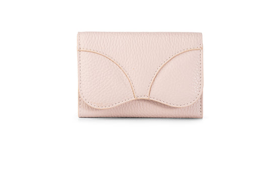 Gitana Ala ladies wallet in Adria pebble calf leather, Driftwood beige — wing-shaped flap detail — made in Italy