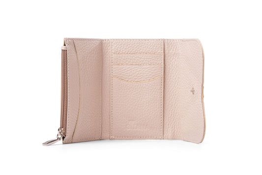 Interior view of Gitana Ala ladies wallet in Driftwood Beige — card slots and note compartment