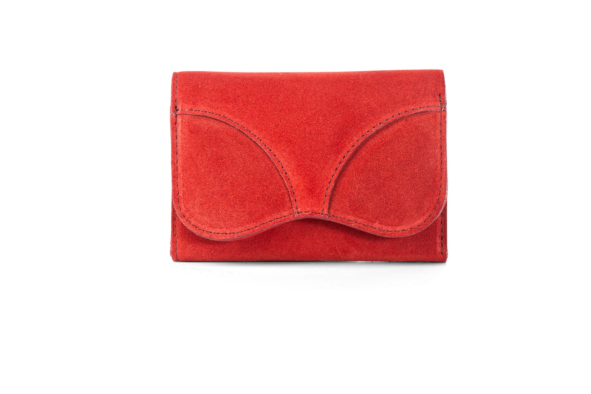 Gitana Ala Ladies Wallet Vesuvio Scarlet — front view, suede, wing flap detail