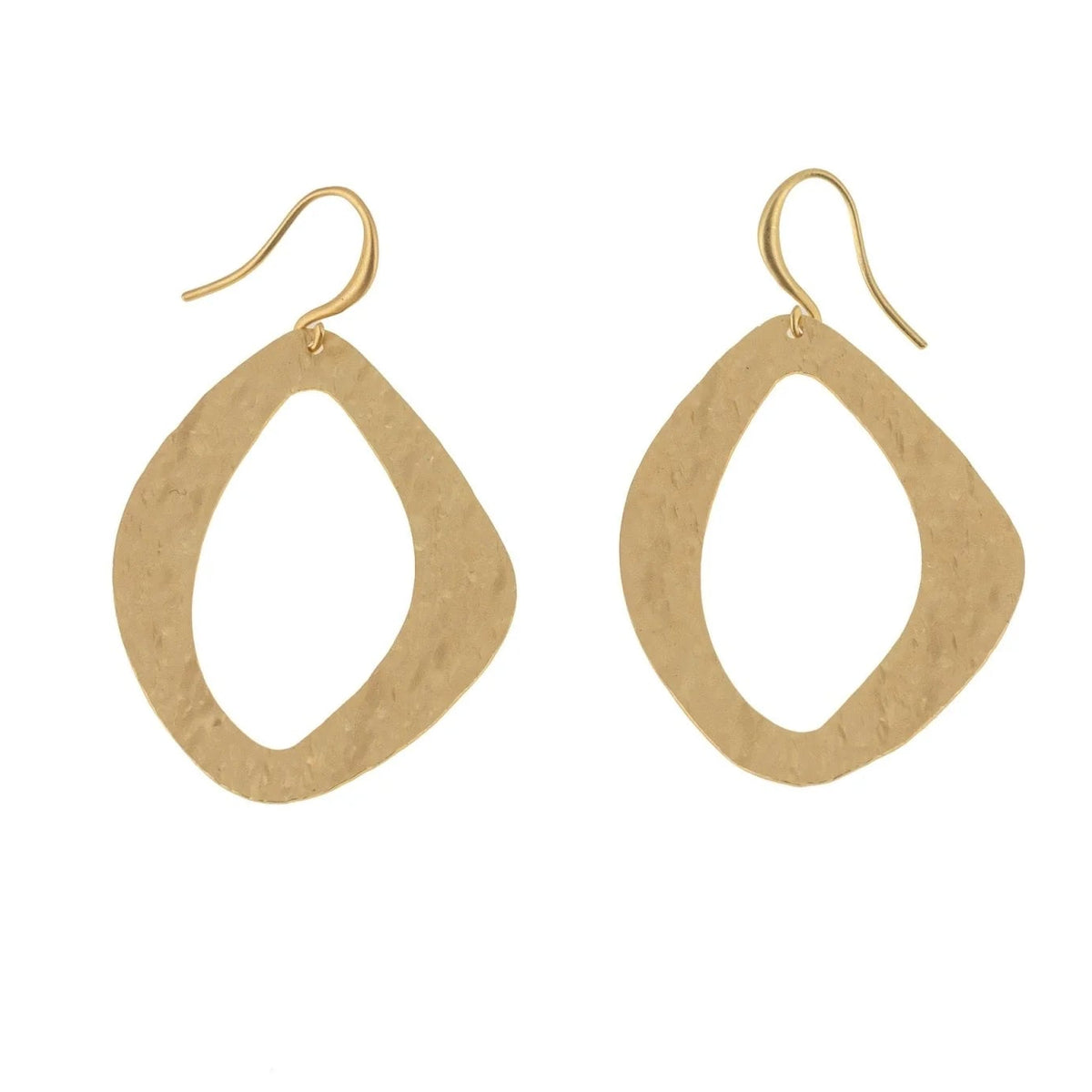 Gold hoop earrings on a white background